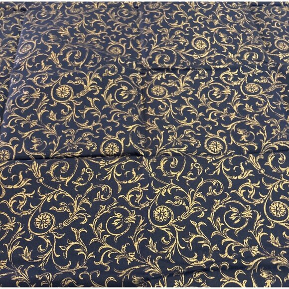 Cranston Print Works VIP Screen Print Fabric 42" X 44" Black Gold Floral Pattern - Picture 3 of 8